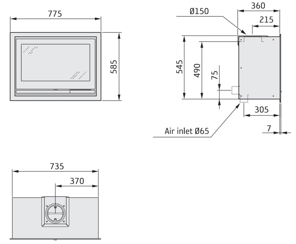 Contura i7 stove dimensions