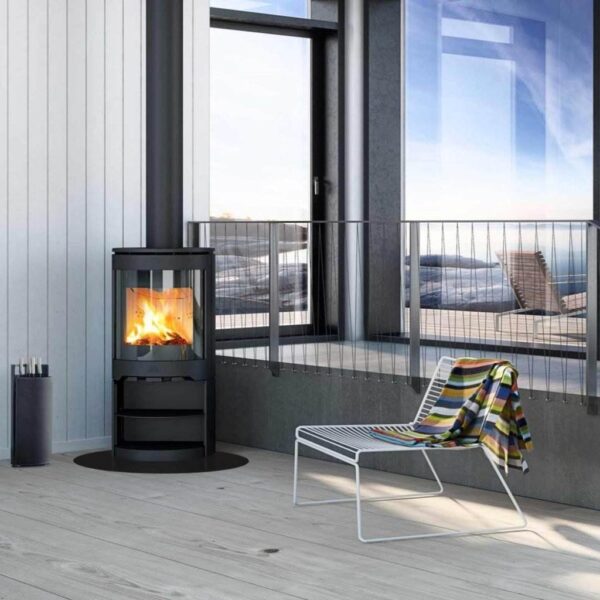 Jotul F480 Series - The Jotul F 480 series consists of two variants, both fully cast iron, convection stoves which can be positioned close to combustible walls. The tall burn chamber gives room for high, dancing flames and the rounded glass offers a great view to the fire from the side.