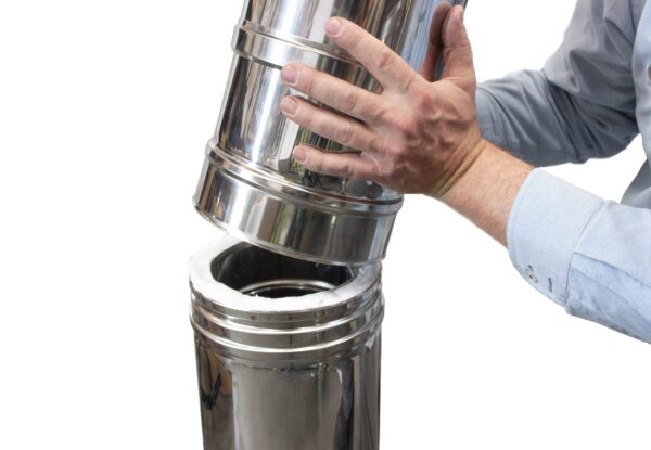 Adjustable Length 195-270mm - Schiedel ICS Twin Wall Flue - ICS is a twin wall insulated chimney system for use on open and closed stoves, open fires, residential and small commercial multi fuel appliances, with continuous operating temperatures up to 450?C and short firing up to 550?C.