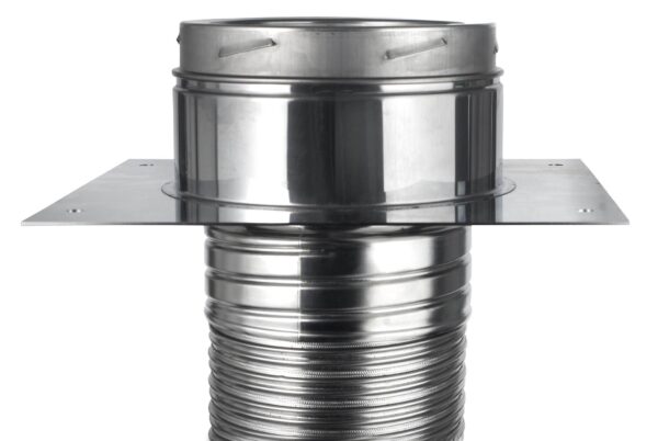 Anchor Plate to Flexible Liner - Schiedel ICID Twin Wall - Black - The ICID anchor plate is used when a chimney stack has been taken down and you're looking to connect a flexible flue liner (below) onto the Schiedel ICID anchor plate out of the roof.