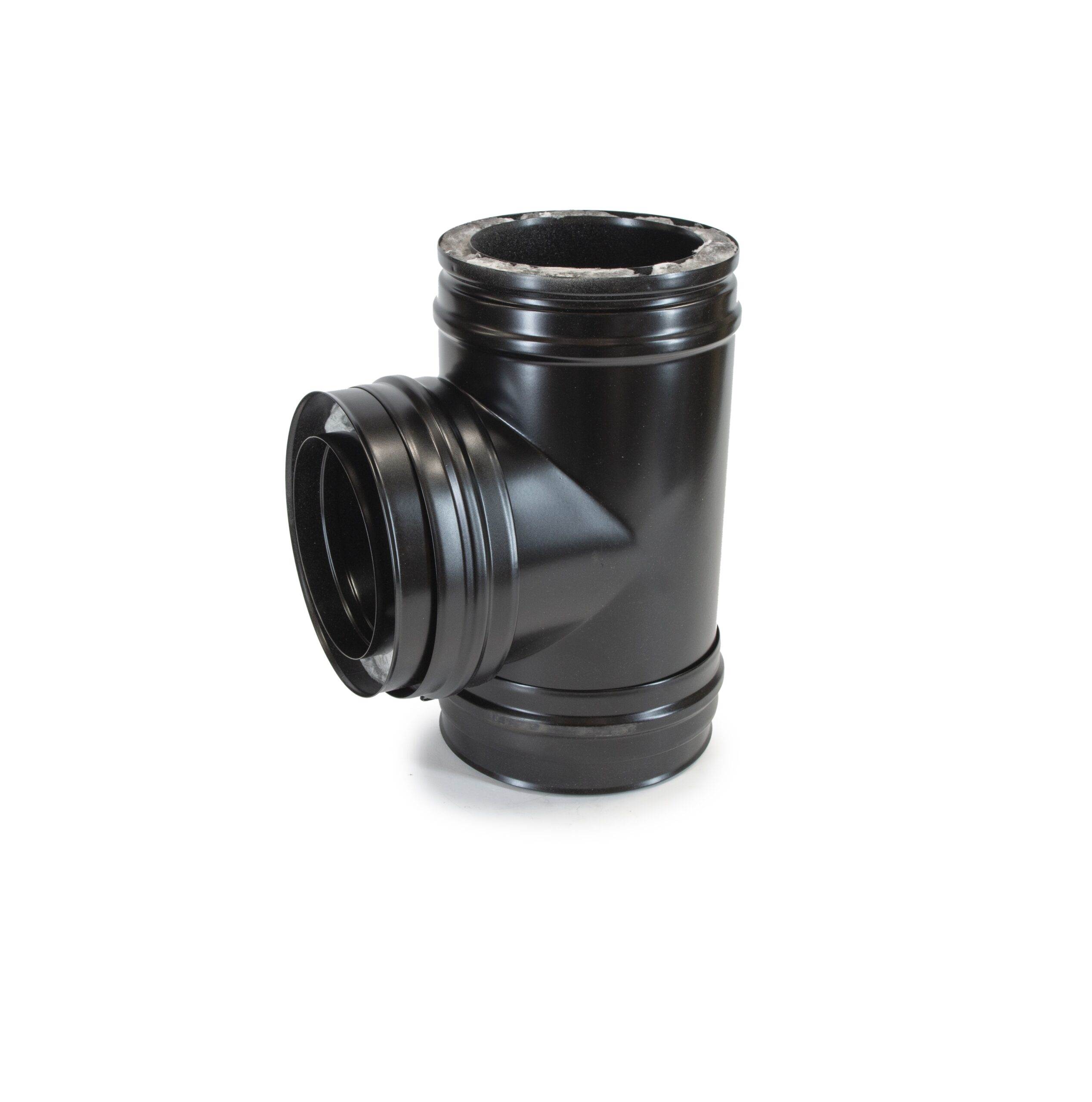 90° Tee - Schiedel ICS Twin Wall Flue - Black Powder Coated 1 90° Tee - Schiedel ICS Twin Wall Flue - Black Powder Coated