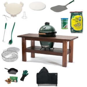 Large Big Green Egg Royal Mahogany Table Bundle