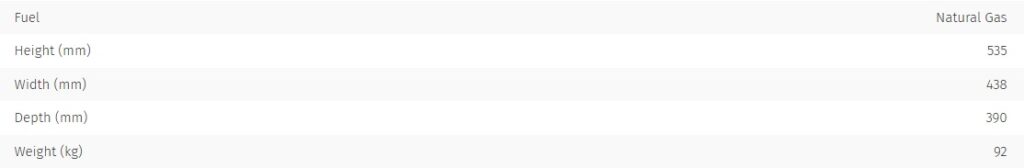 Aga Ellesmere EC5 Gas Stove 3 Aga Ellesmere Gas Fire Technical Specifications