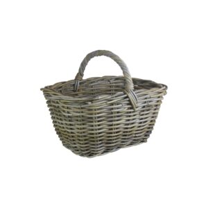 Grey Rattan Kindling Basket