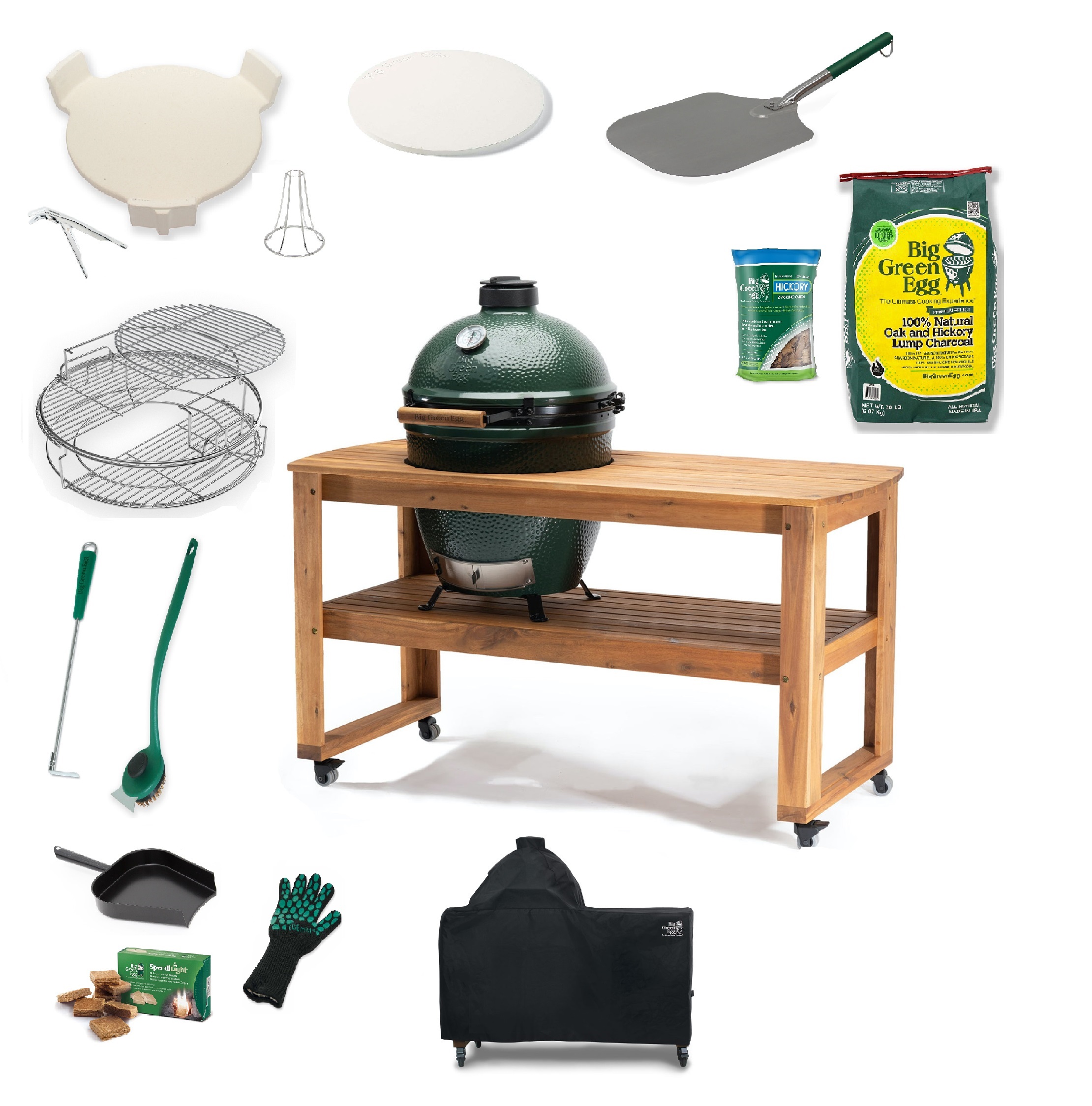 Large Big Green Egg in Eucalyptus Table Full Bundle 1 Large Egg in Eucalyptus Table Bundle