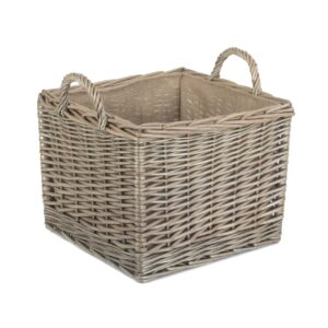 Small Square Lined Wicker Log Basket
