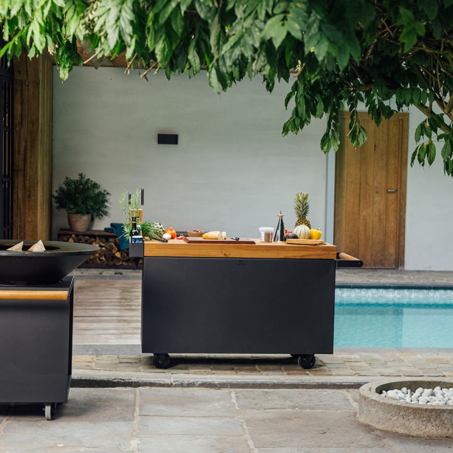 OFYR Mise en Place Table Black 135 Pro Teak Wood 3 OFYR Mise en Place Table Black 135 Pro Teak Wood