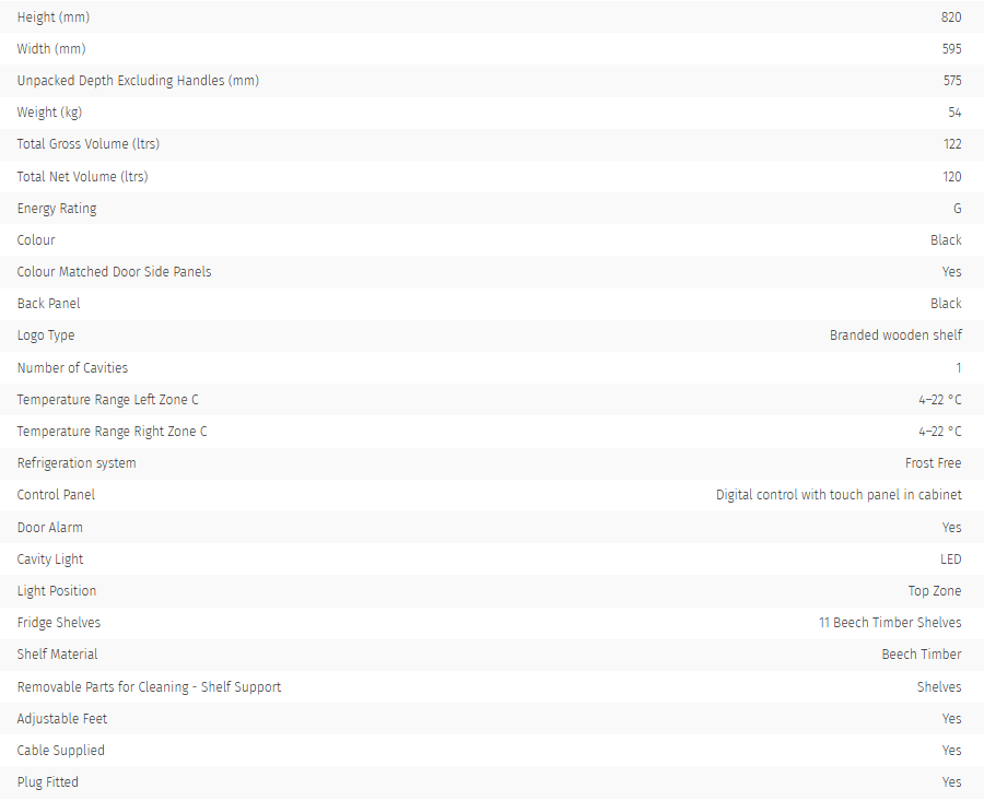 AGA Undercounter Wine Cabinet 60cm - Black (12)