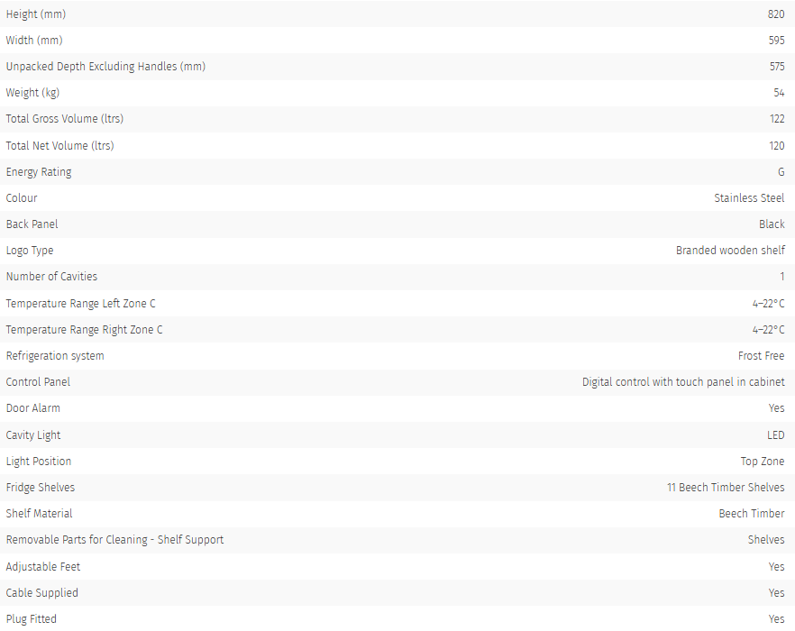 AGA Undercounter Wine Cabinet 60cm - Stainless Steel (8)